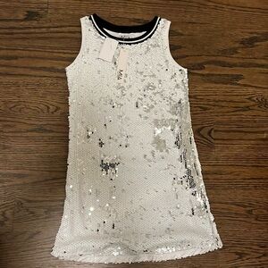 White/silver sequin dress